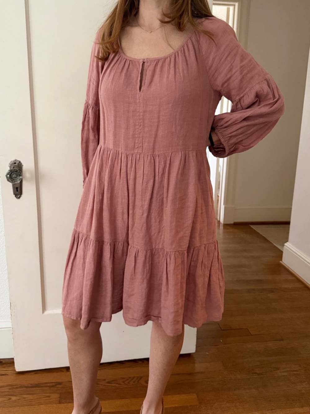 Velvet by Graham & Spencer Rose Mauve Tiered Peasant Top